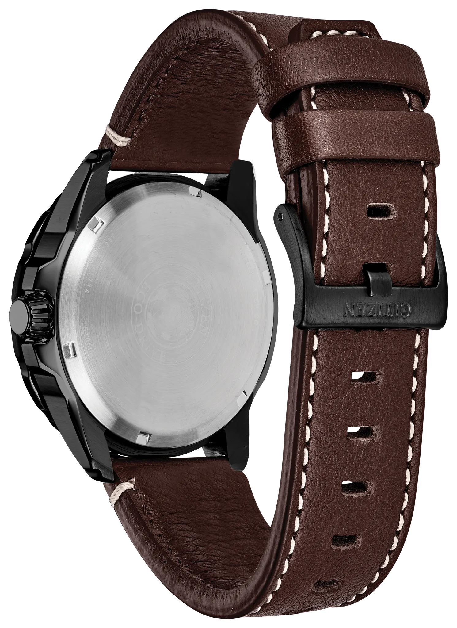 PRT- Men's Eco-Drive AW7045-09E Leather Strap Black Watch | CITIZEN